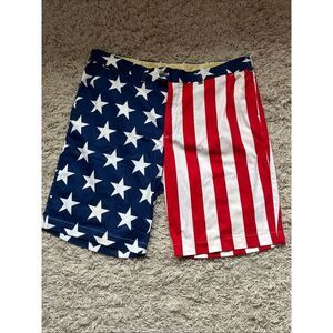 Loud Mouth Shorts Mens 40 Red Blue Chino Patriotic Flag Casual Golf